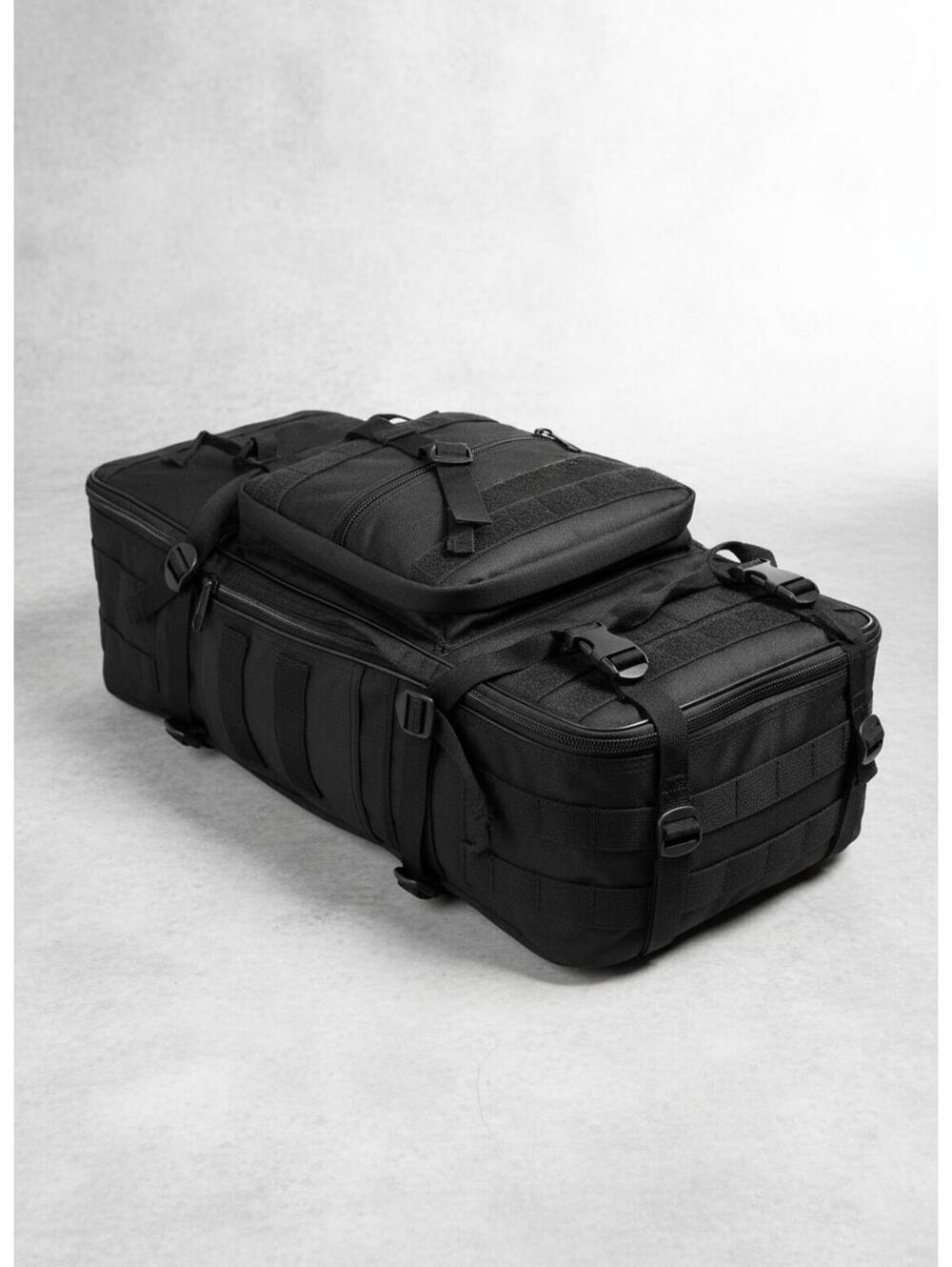 Black Tactical Gear Bag with Multiple Compartments